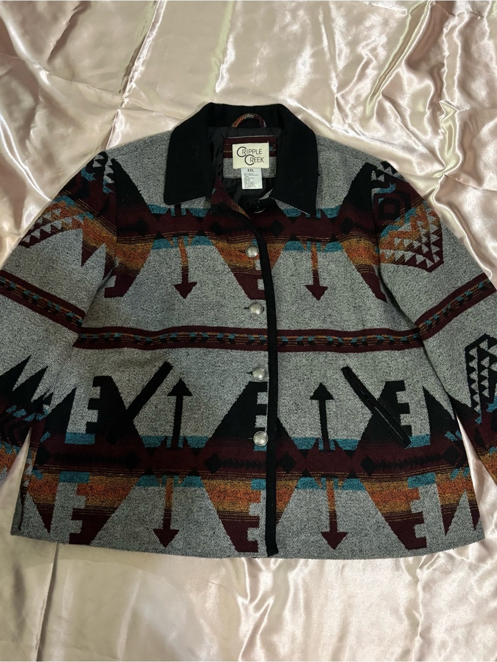 Cripple Creek Women's Grey Aztec-Pattern Utility Jacket